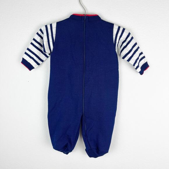 Vintage Glynne Percy Friemanit Train Knit One Piece Romper Size 6 Months - Picture 3 of 9